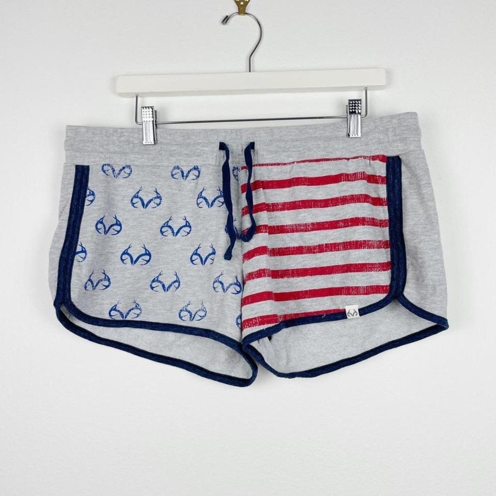 Vintage‎ Y2K Realtree Logo American Flag Printed Low Rise Cotton Lounge Shorts